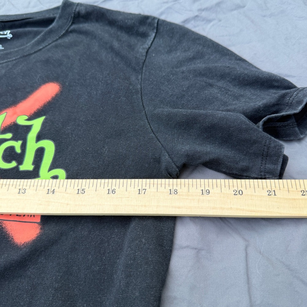 Von Dutch Feel No Fear Skull Graphic T Shirt Black Neon Front Back Size Small - Picture 5 of 8